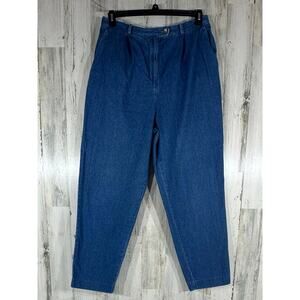 Talbots Jeans Size 16 (32x29) Tapered Very High Rise 100% Cotton Pleated Vintage